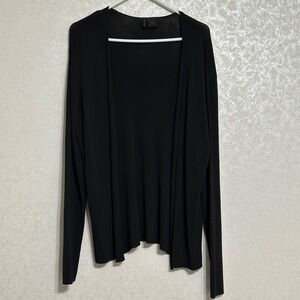 Etoile Solid Black Open Front Cardigan Long Sleeve‎ Knit Layering Minimalist XL